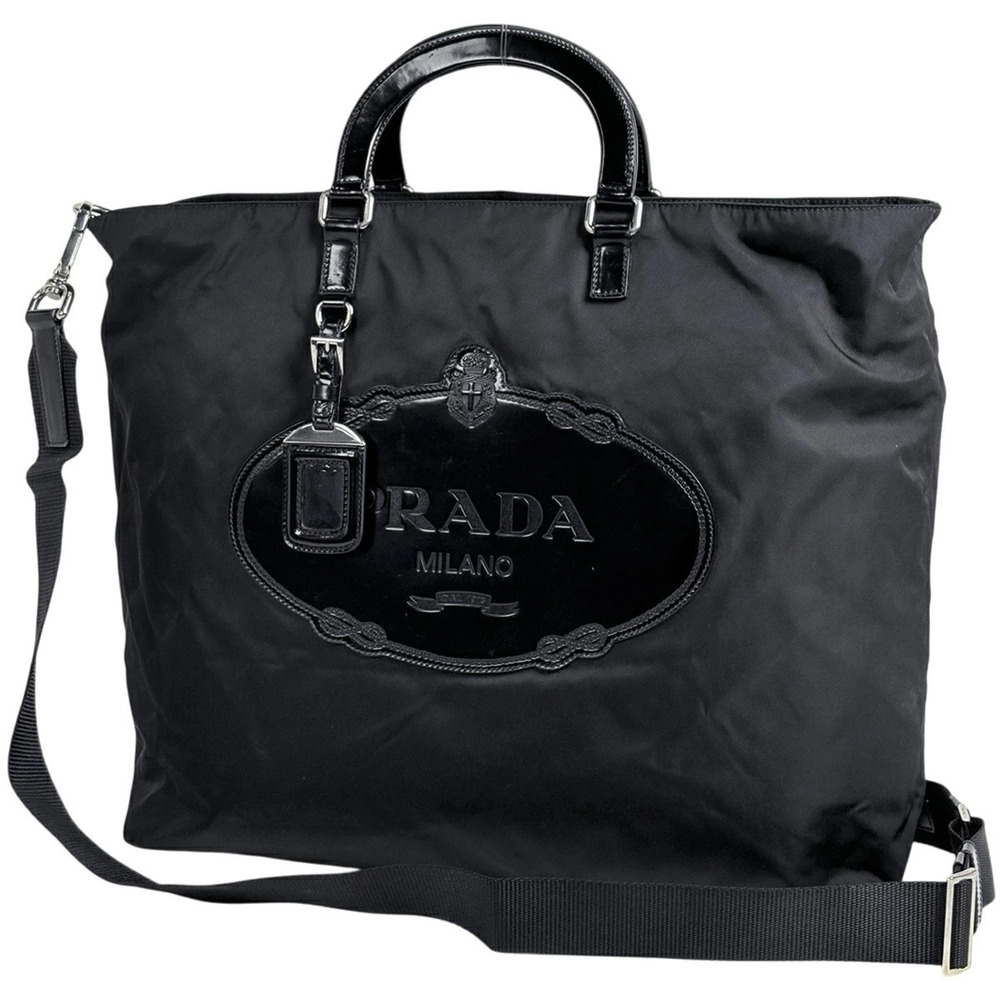 Prada Tote Tessuto Saffiano Bag Shoulder Nero Black